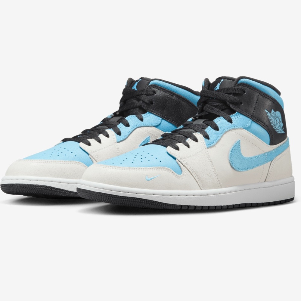 Blue and Black Mid-Top Sneakers